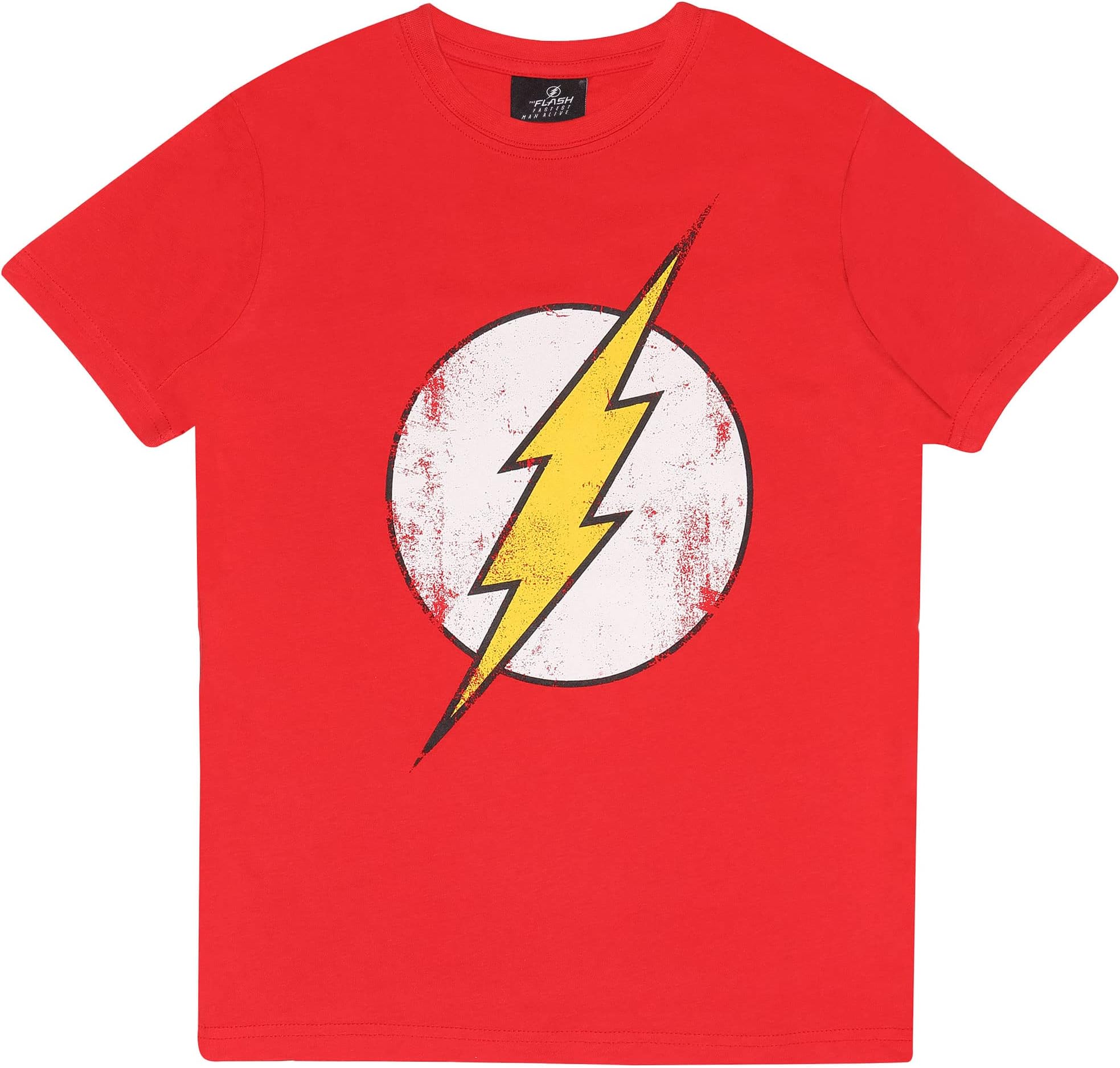 DC Comics The Flash Distressed Logo T-Shirt, Kids, 3-15 Years, Red, Official Merchandise