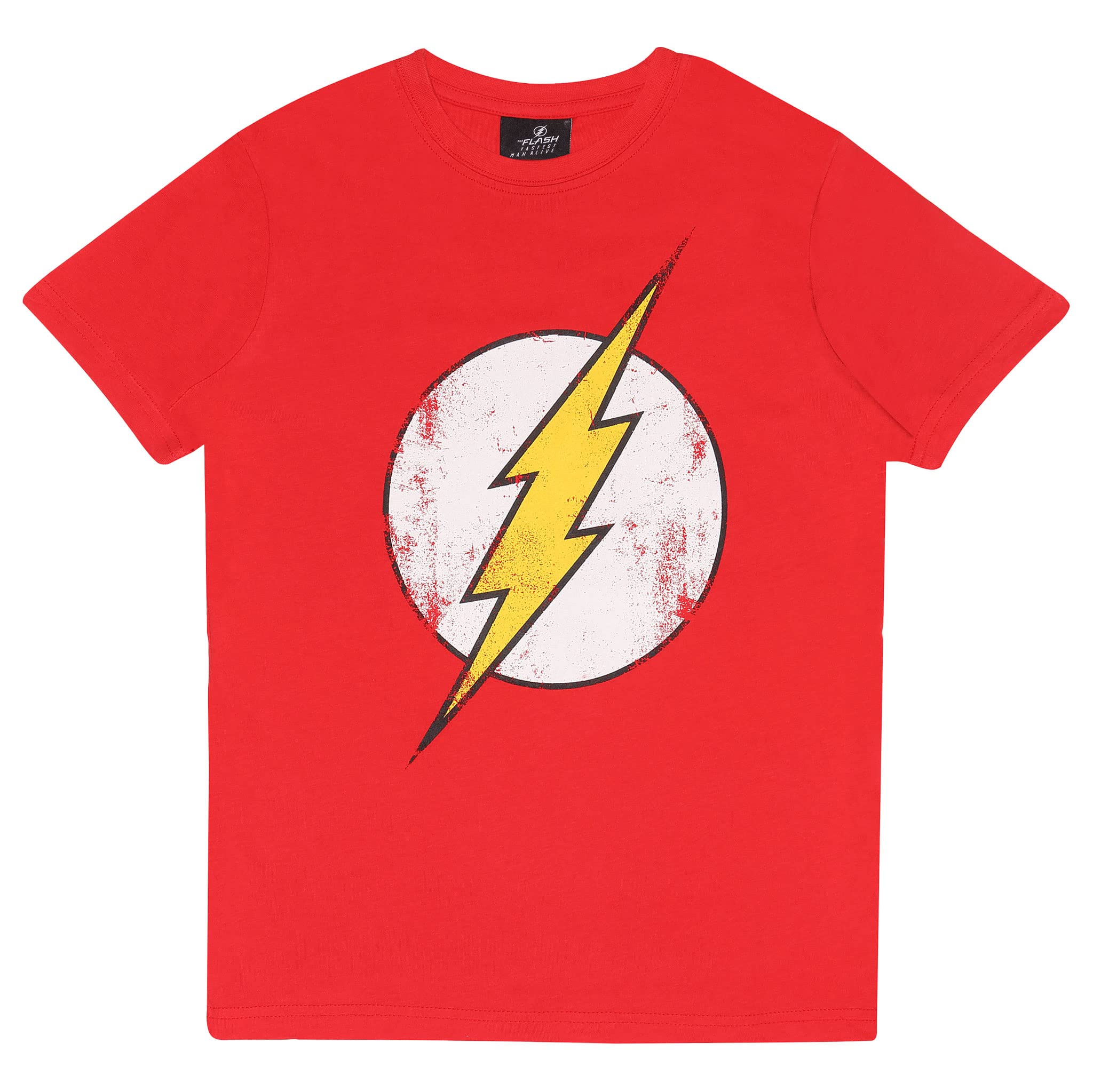 PopgearDC Comics The Flash Distressed Logo Boys T-Shirt | Official Merchandise | Ages 3-15, DC Comics Gifts, Justice League Boys Fashion Top, Childrens Clothes, Kids Birthday Gift Idea