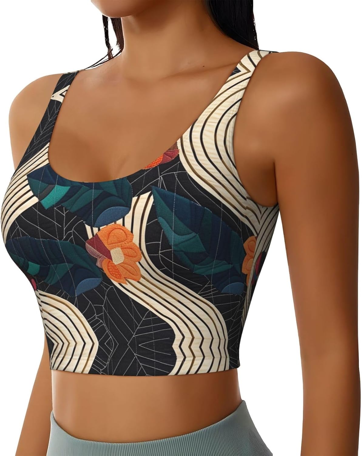 Leaf Decorative Art Women's Sports Bras - High Support Workout Tops for Women, Yoga Sports Bra, Bralettes with Support