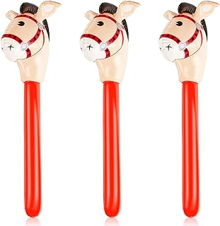 3 Pieces Inflatable Stick Horse Inflatable Horsehead Stick for Theme Party Decoration, 37 Inches