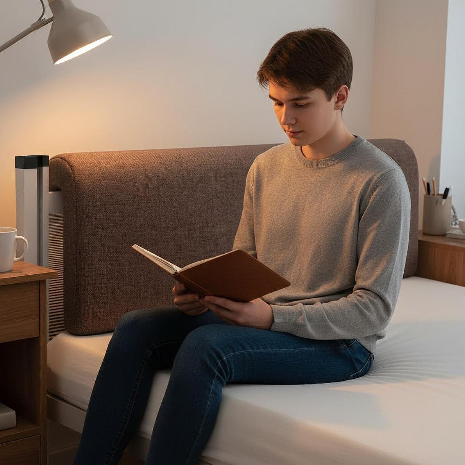 Baoblaze Cuscino da lettura per studenti, cuscino per testiera del letto, 80x25x5 cm, morbido supporto per la parte superiore e inferiore del letto in ufficio, CaffÈ