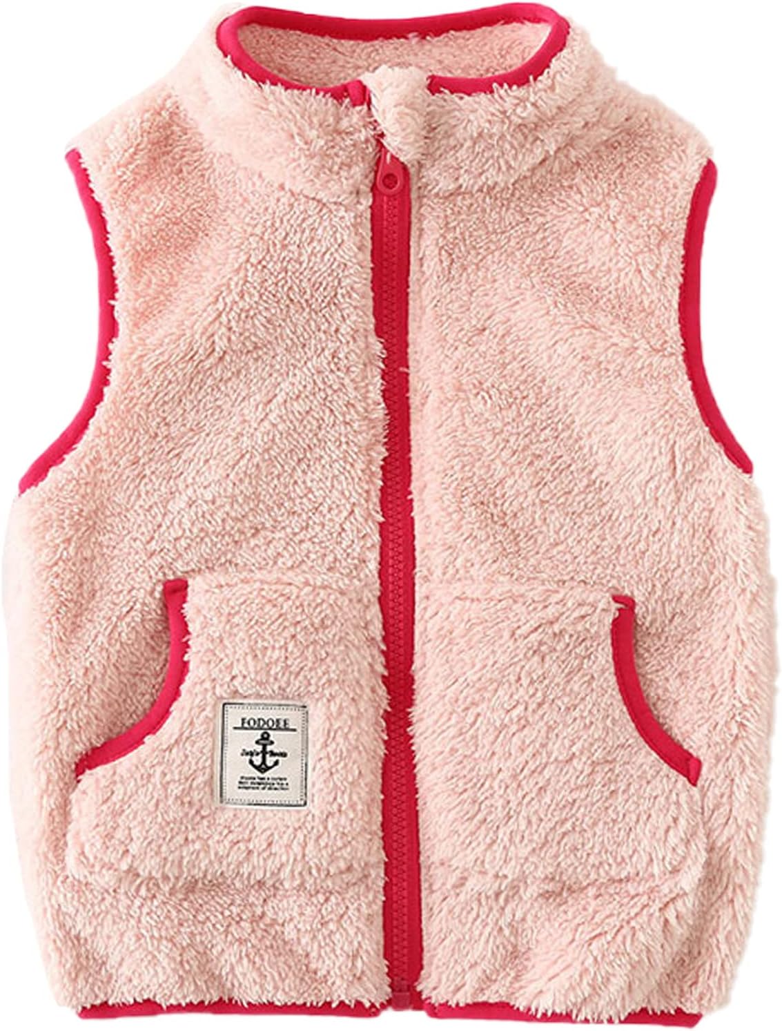 ZETA DIKES Boys Girls Sleeveless Jacket Polar Soft Sherpa Fleece Vest Outerwear Zip up Pockets