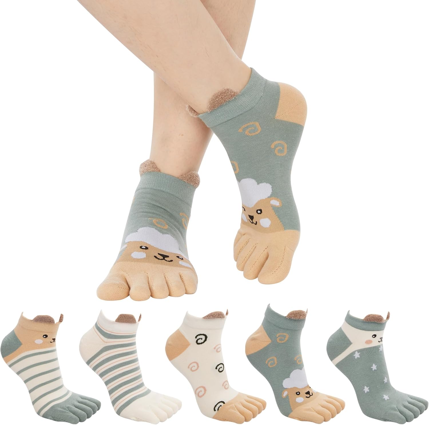 Violet Mist Toe Socks for Women Funny Five Finger Socks Comfy Cotton Colorful Novelty Ankle Athletic Running Toe Sock - Image 2