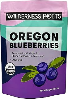 Wilderness Poets, Organic Oregon Blueberries (Sweetened with Organic Apples) - Whole Dried Fruit (2 Pound - 32 Ounce)