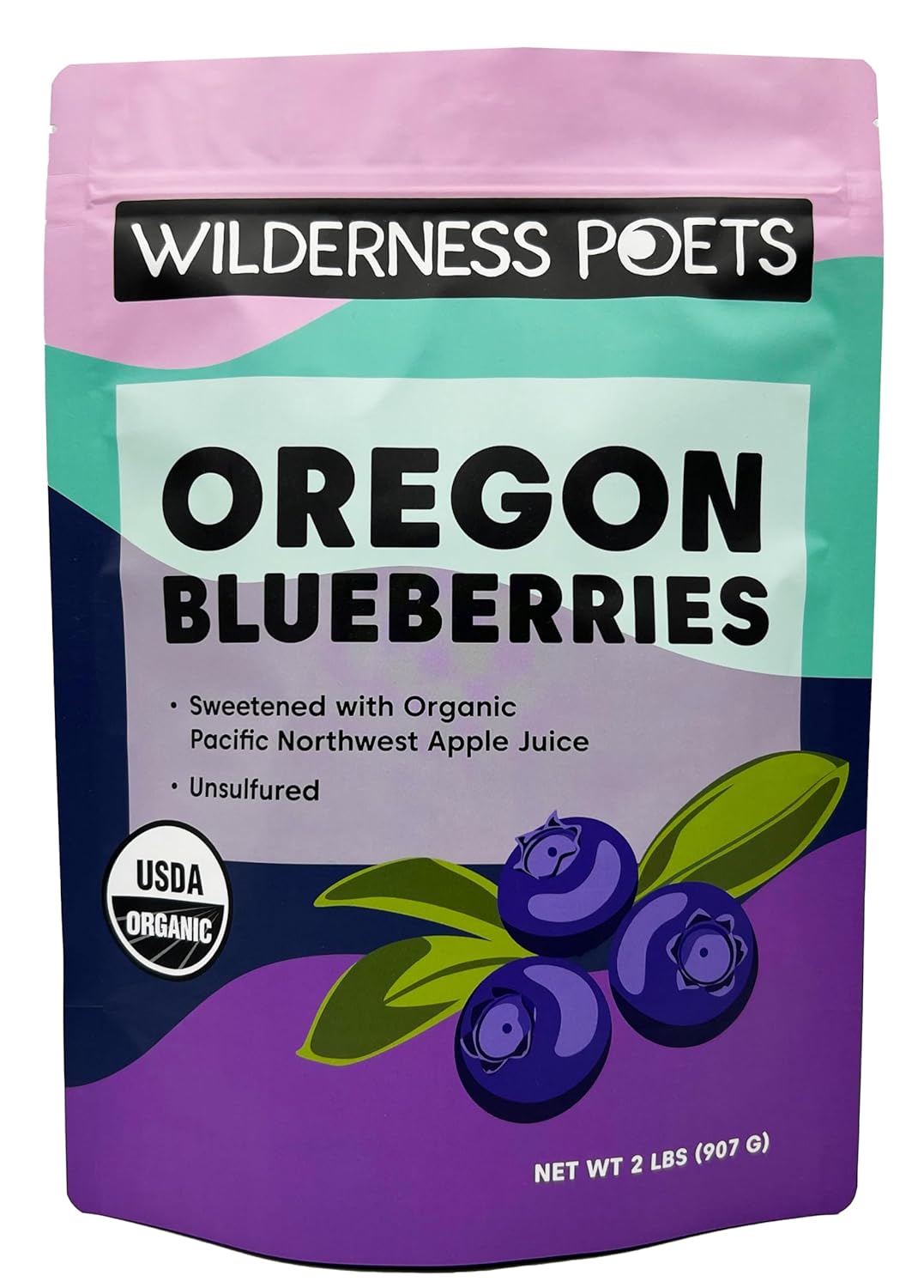 Wilderness Poets, Organic Oregon Blueberries (Sweetened with Organic Apples) - Whole Dried Fruit (2 Pound - 32 Ounce)