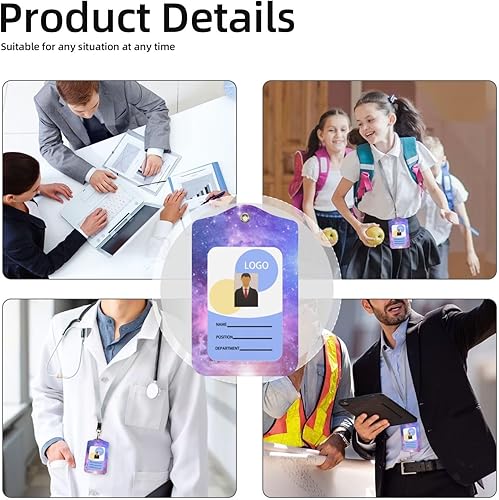 Miniatura 6 de Soporte para tarjetas de identificación de cuero personalizado, personaliza tu logotipo, foto, texto, diseño de 2 caras, funda de piel sintética