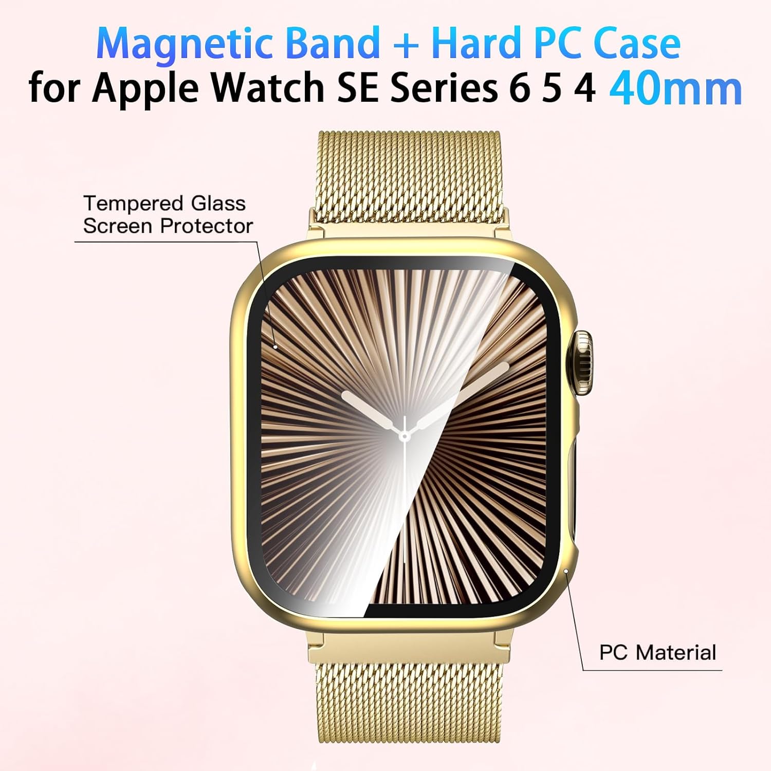 Magnetic Band and Case for Apple Watch Band 40mm 41mm 42mm 44mm 45mm 46mm 49mm Women/Men, Stainless Steel Milanese Loop Strap, Full Protective Cover for iWatch SE Series 11/10/9/8/7/6/5/4/Ultra - Image 2