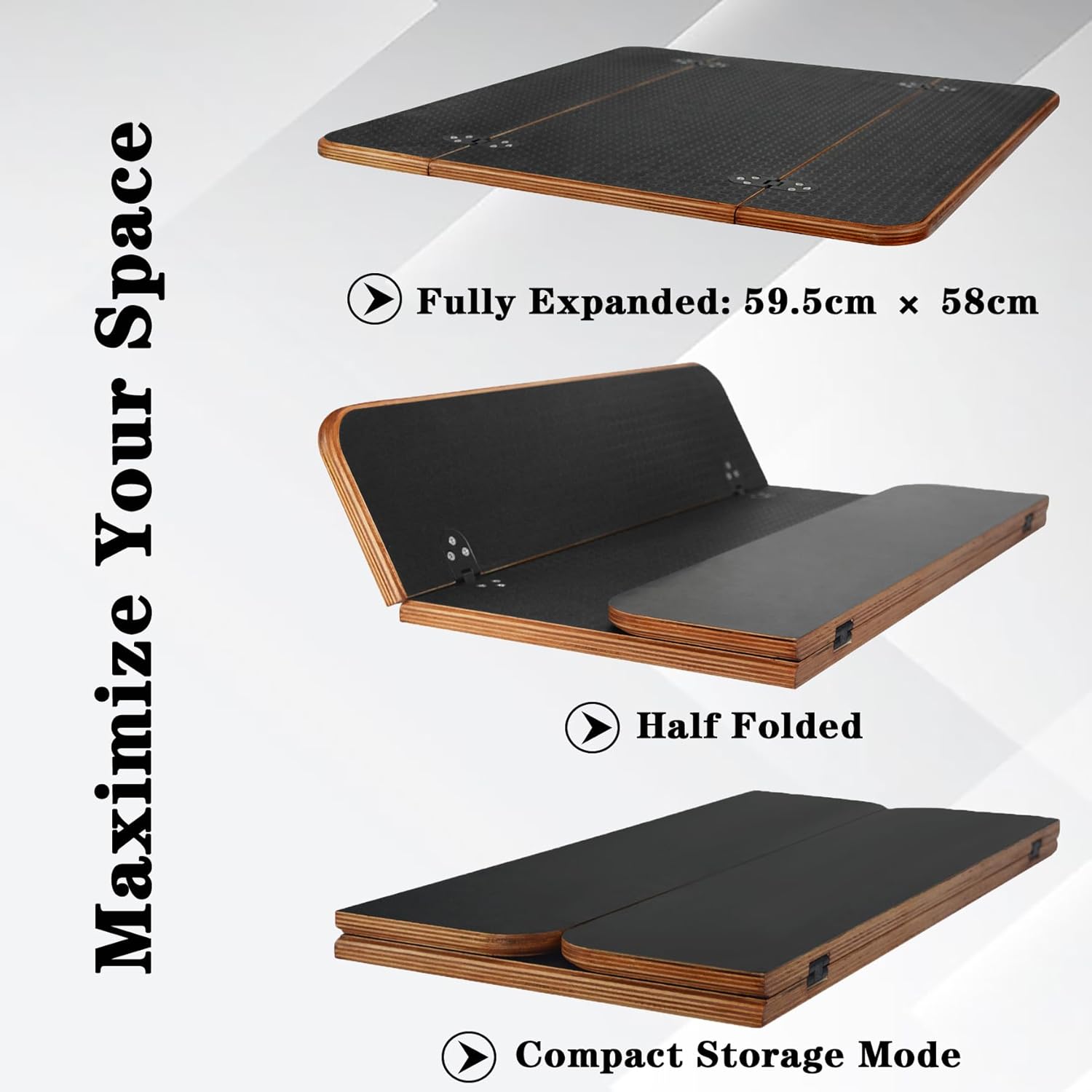 RV Folding Table Set with Adjustable Swivel Support Arm, Space Saving Fold Down Desk Top for Camper Van, Motorhome, Boat, Compact Living Work Dining Surface Black (Black)