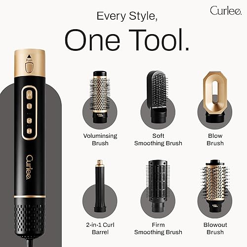 Miniatura 3 de Cepillo secador de pelo de 1200 vatios 6 en 1, accesorios para el cabello, secador de pelo, rizador automático con caja de almacenamiento en negro