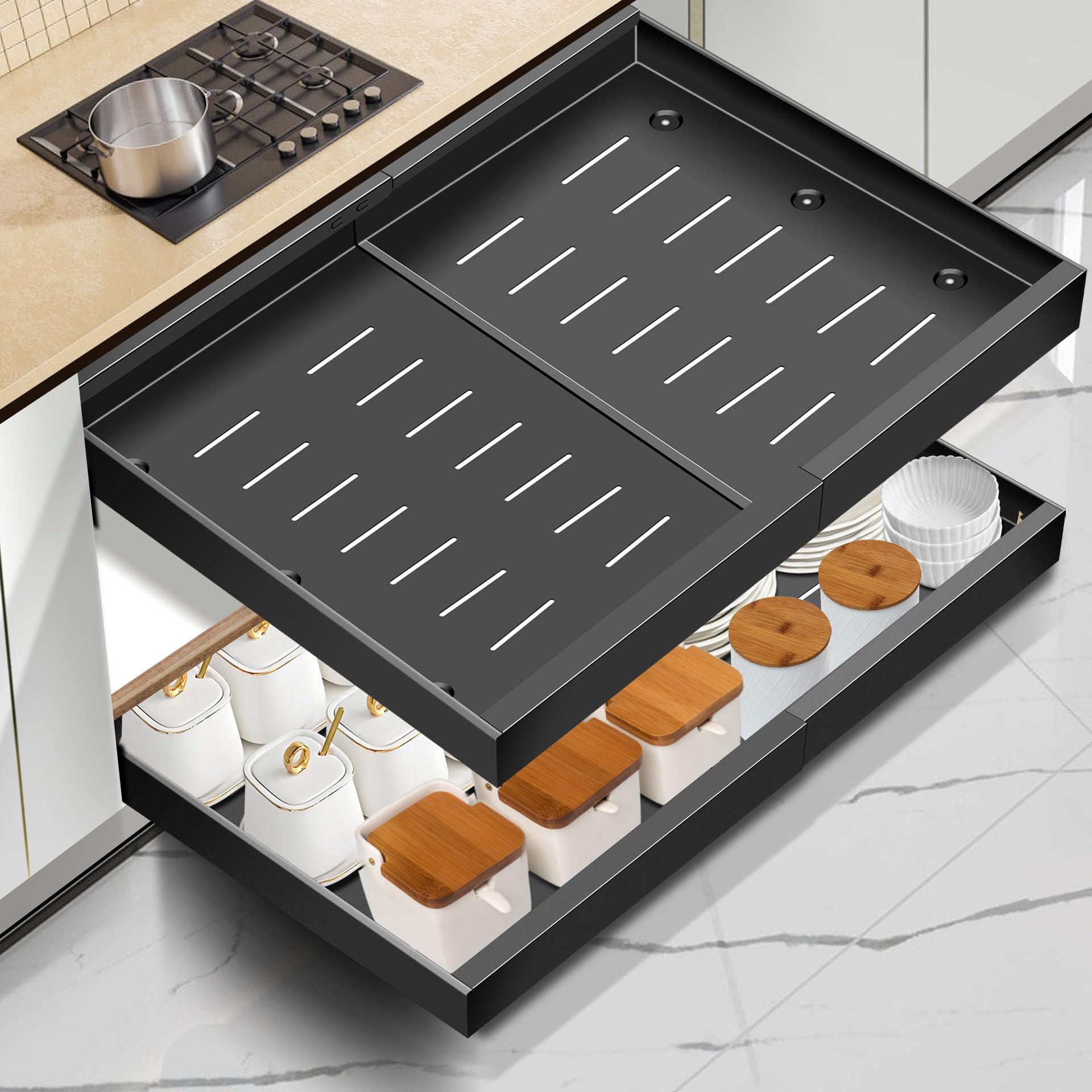 Mimoke Erweiterbarer Ausziehbarer Schrank Organizer, Küchen