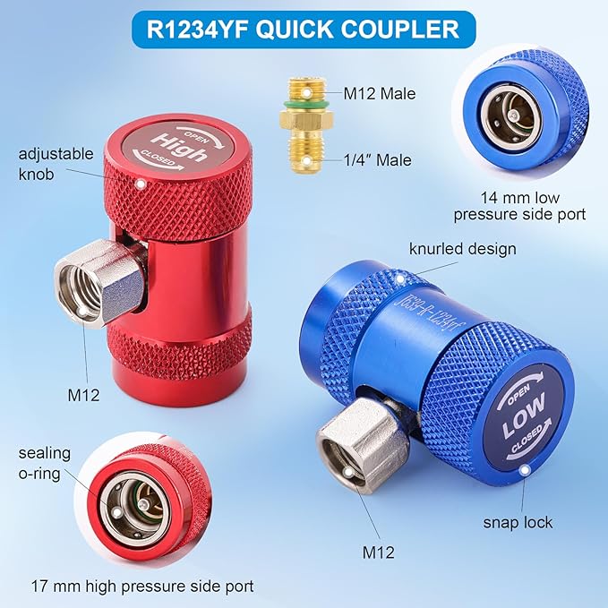 Kit de Adaptadores R1234YF, Acoples Rápidos Ajustables para R134A miniatura 2