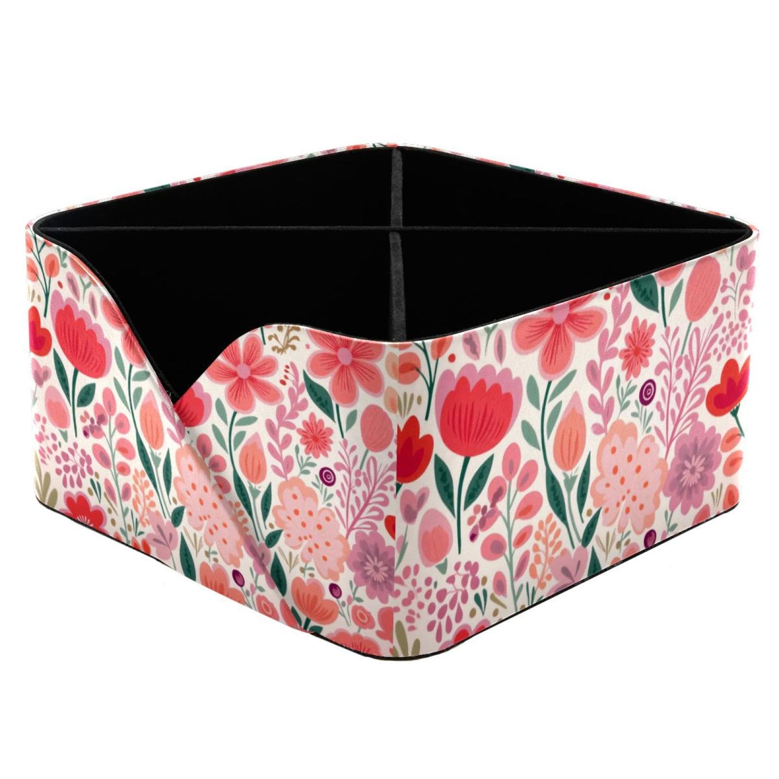 Porte-stylos rectangulaire floral boîte de rangement bureau
