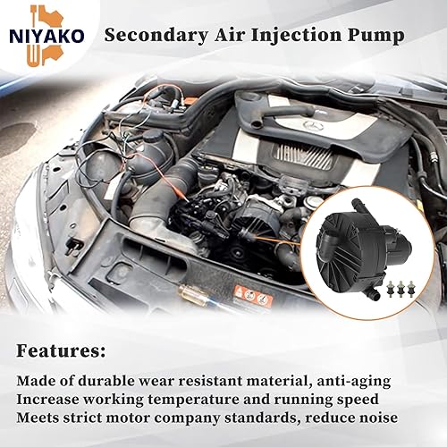 Miniatura 2 de Reemplazo secundario de la bomba de aire del smog de la inyección de aire # 0580000025 0001405185 Fit 2005-2012 Mercedes Benz C300 E350 SLK350