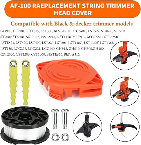Miniatura 10 de Paquete de 6 tapas de repuesto RC-100-P compatibles con Black Decker GH900 GD600 GH610 GH900 GH912 ST6600 Weed Eater, RC100P Piezas de tapa de