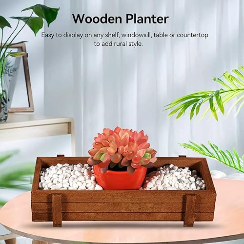 Miniatura 2 de Macetero de madera, maceta, alféizar de la ventana, maceta rectangular para cactus suculentas, caja rectangular para interiores y exteriores, patio