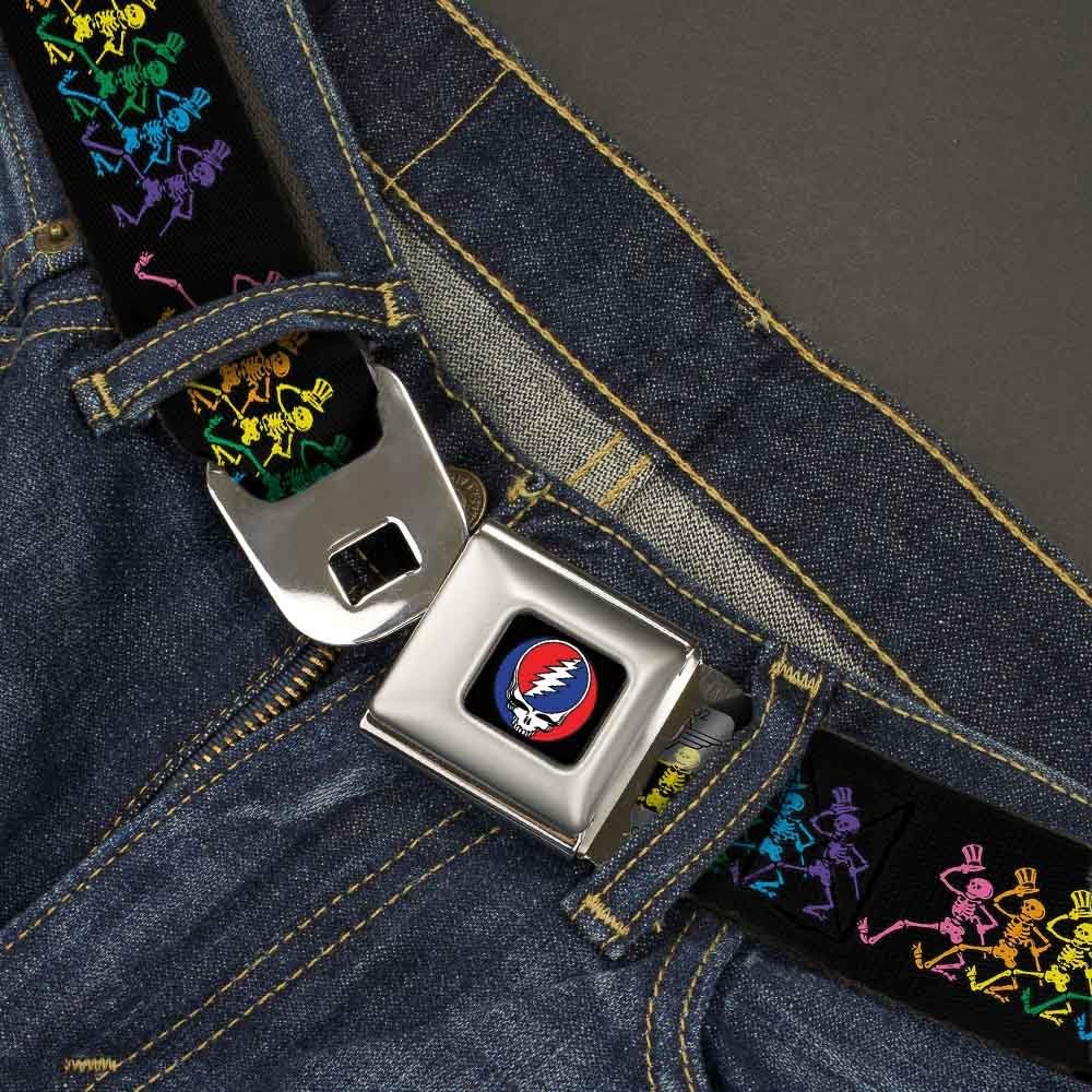 Buckle-Down Seatbelt Belt - Dancing Skeletons Black/Multi Color - 1.0" Wide - 20-36 Inches in Length : Clothing, Shoes & Jewelry