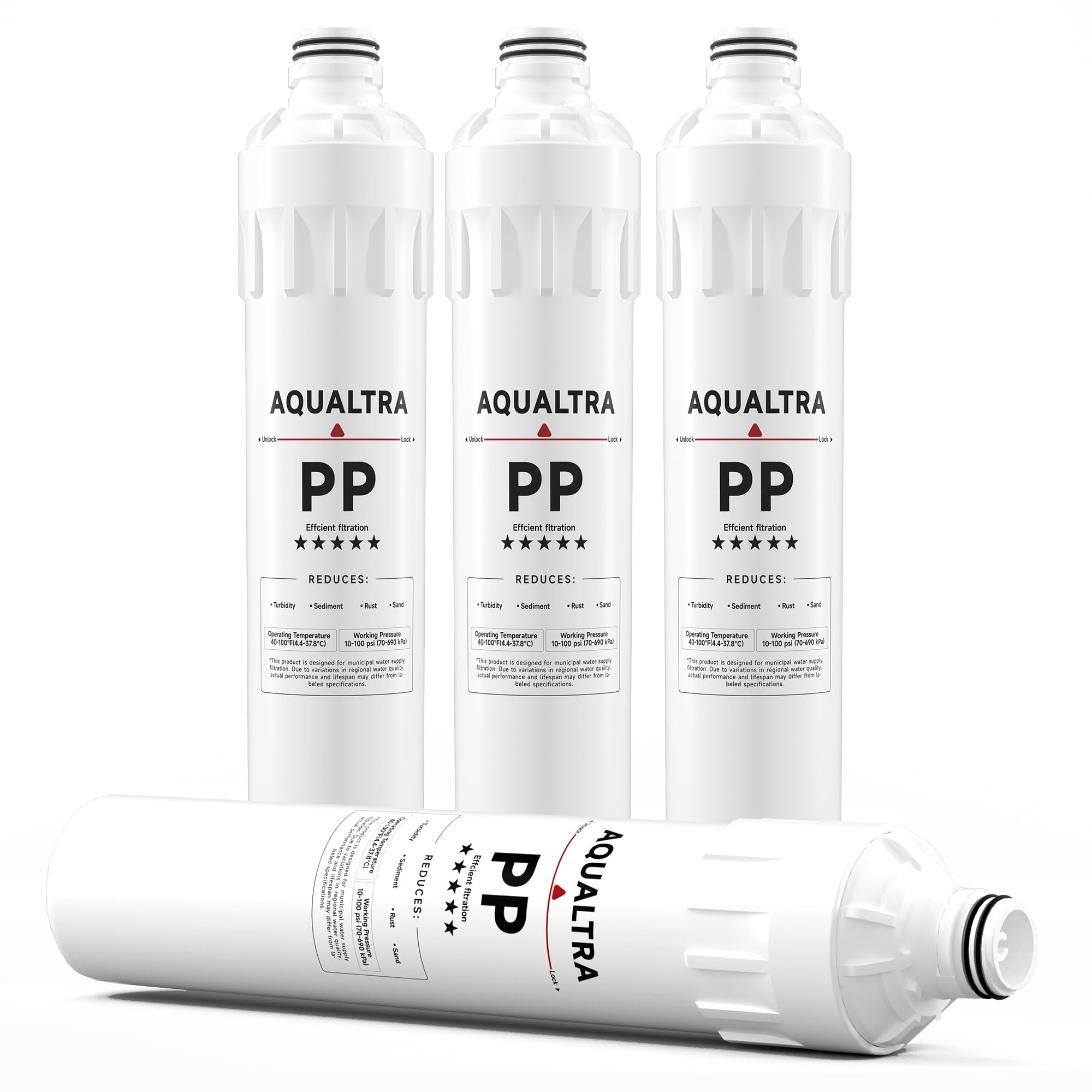 AQUALTRA Pack de 4 filtros PP USF-PP-13 de repuesto para sistema de ósmosis inversa bajo fregadero USF-4RF-100 (Paquete de 4)