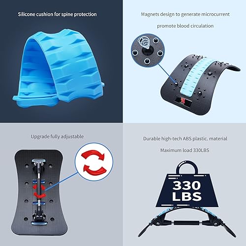 Miniatura 2 de YILANFULL Camilla de espalda, productos para aliviar el dolor de espalda con puntos de acupresión magnéticos, galleta de espalda ajustable, alivio