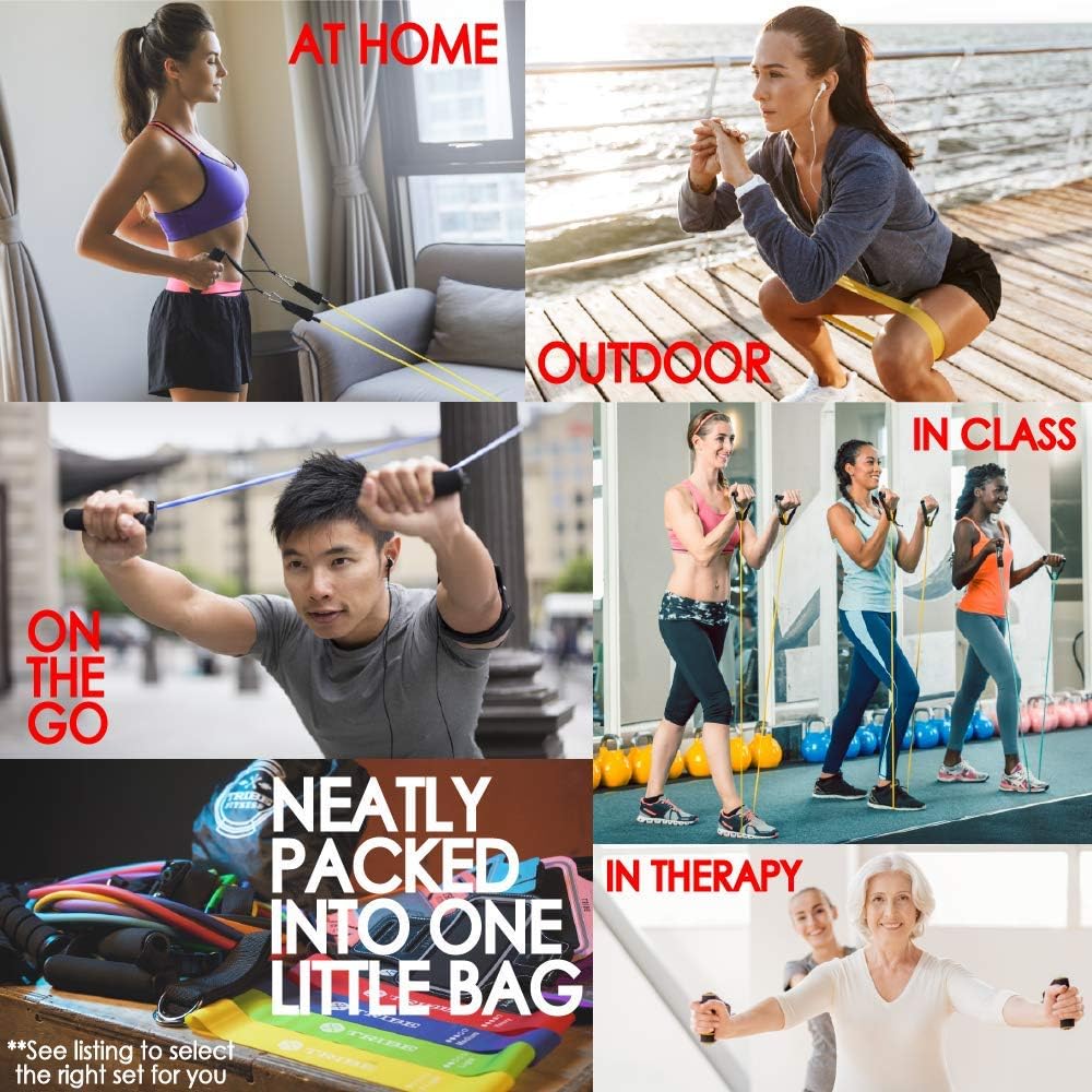 Resistance Bands Set Bundled with Loop Bands I Exercise Bands with Stackable Workout Bands, Door Anchor, Handles, Ankle Straps & Advanced eBook - for Resistance Training, Gym, Yoga, Pilates and More!