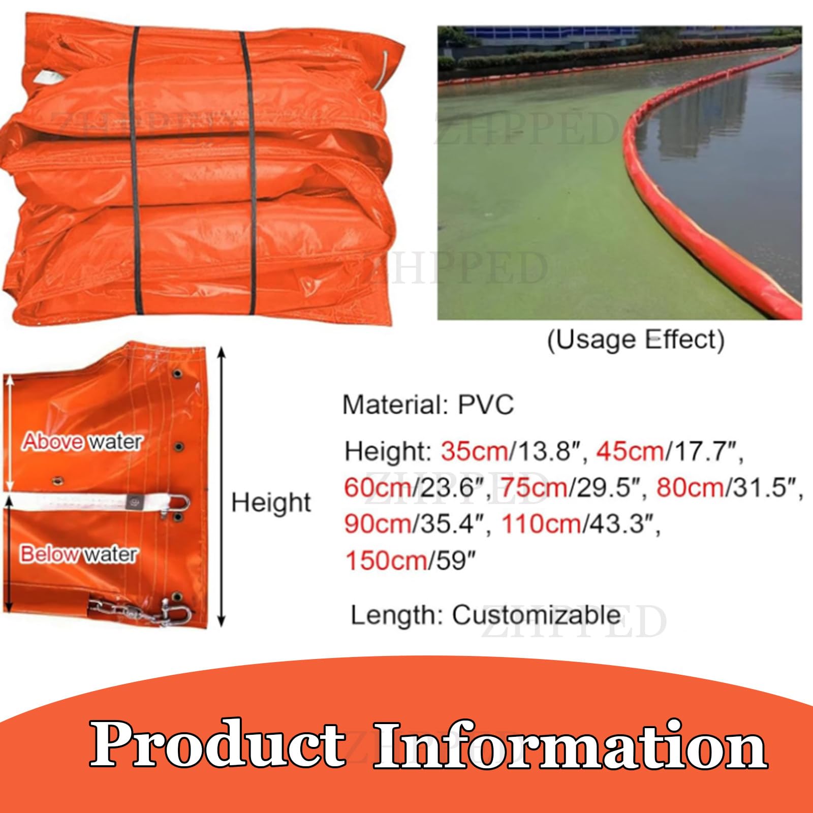 Pluma de aceite flotante de PVC, contención reutilizable resistente para respuesta de derrames de aceite de río, lago y emergencia