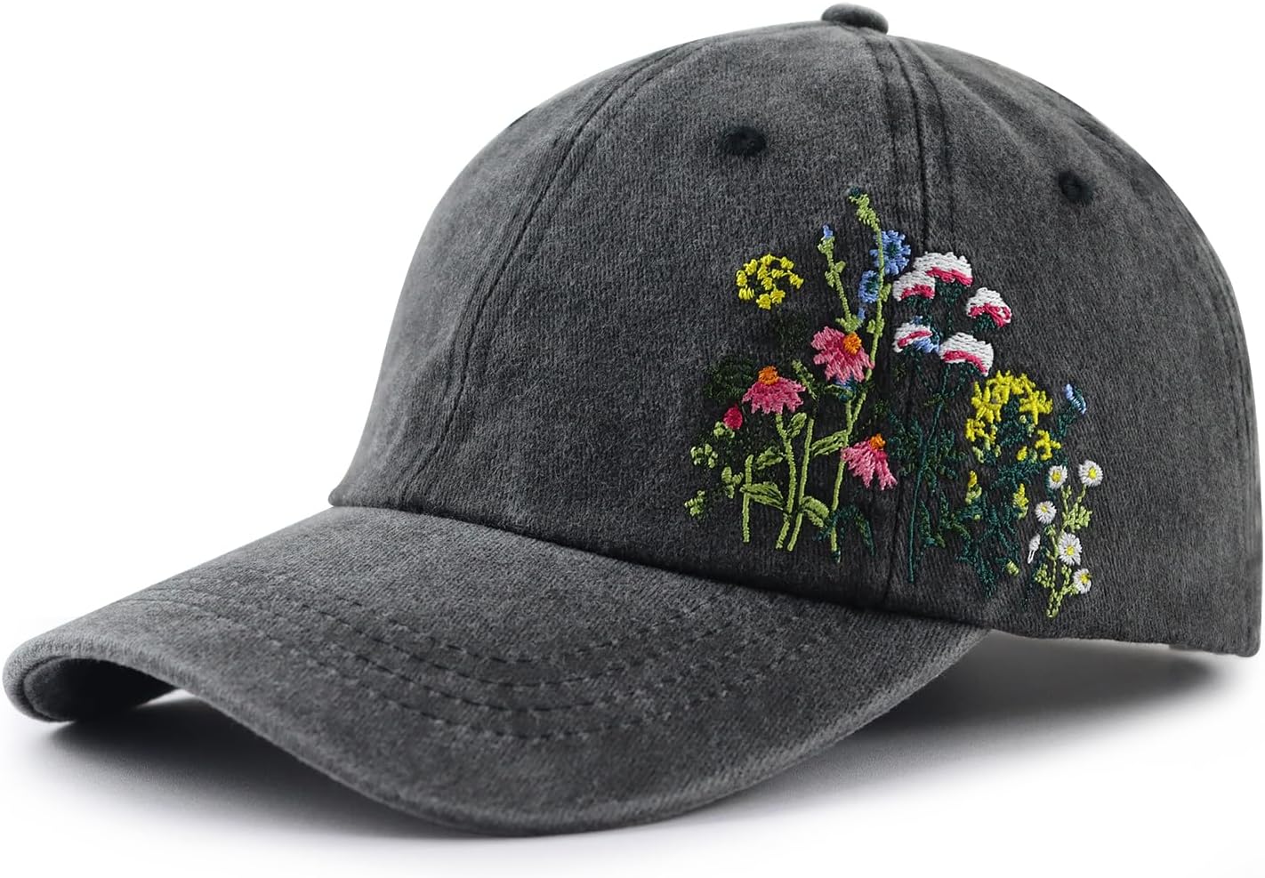 Flower Hat for Women Girls, Funny Adjustable Cotton Embroidered Elegant Floral Flower Lovers Baseball Cap