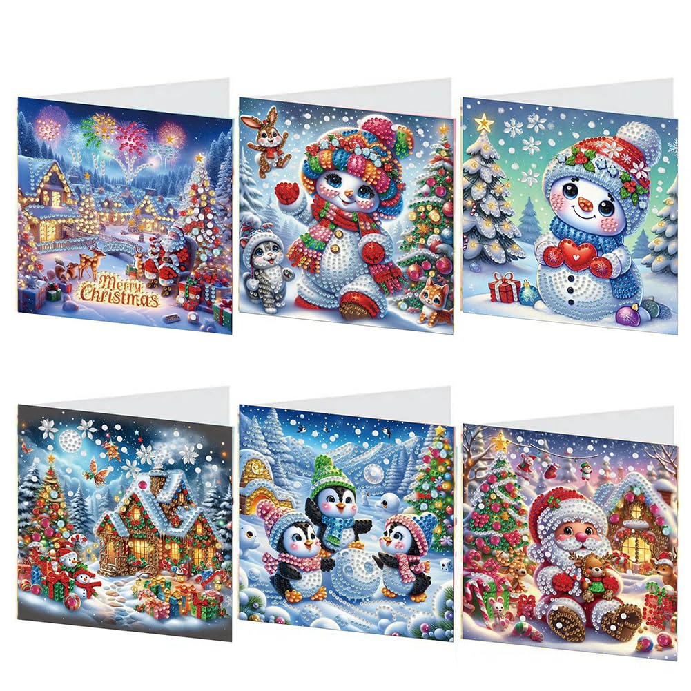 GETBSTOOP 6PCS DIY Art Greeting Cards Xmas Designs for Celebrations Gift (h038)