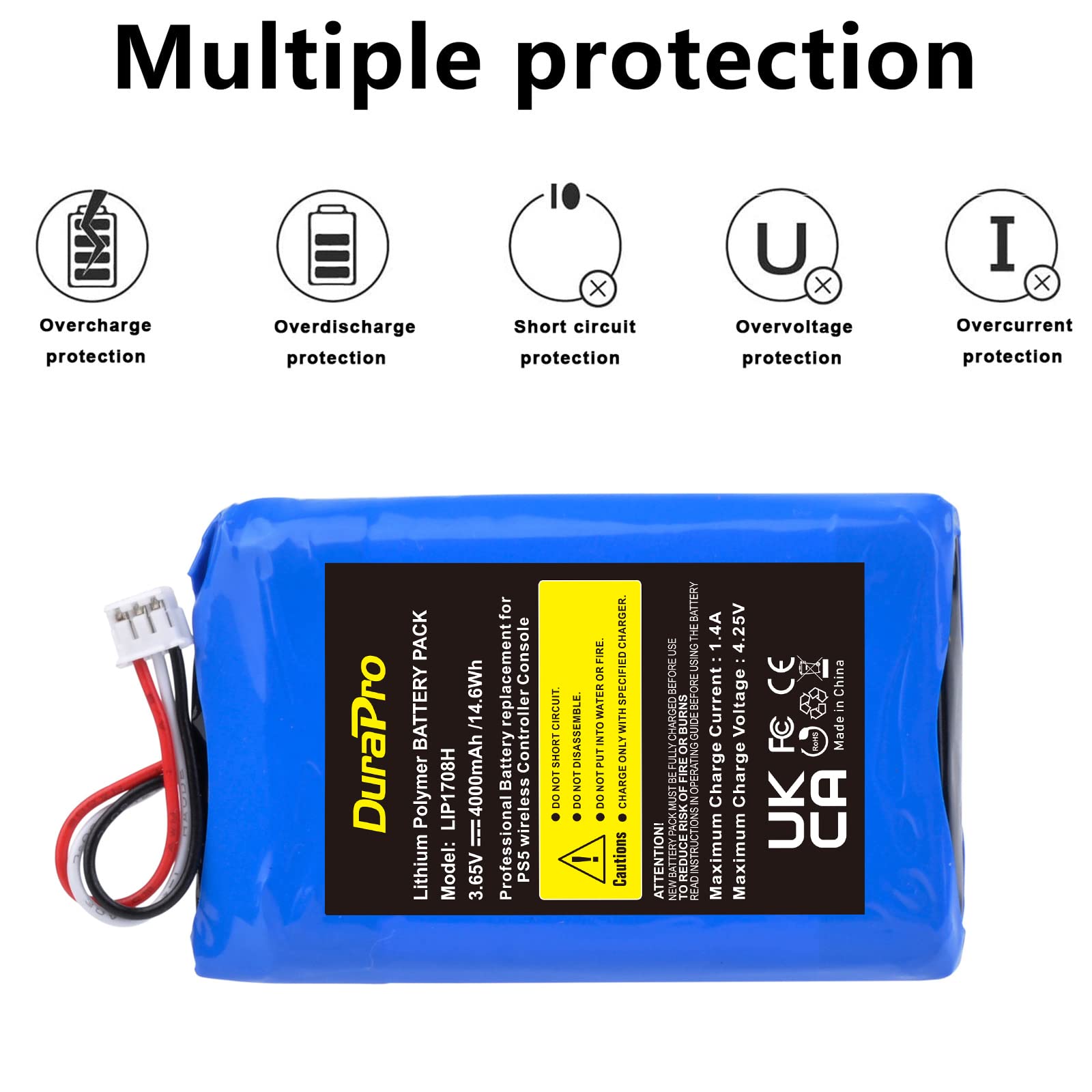 DuraPro Batteria 4000 mAh LIP1078 per Sony PS5 PlayStation 5 DualSense Wireless Controller