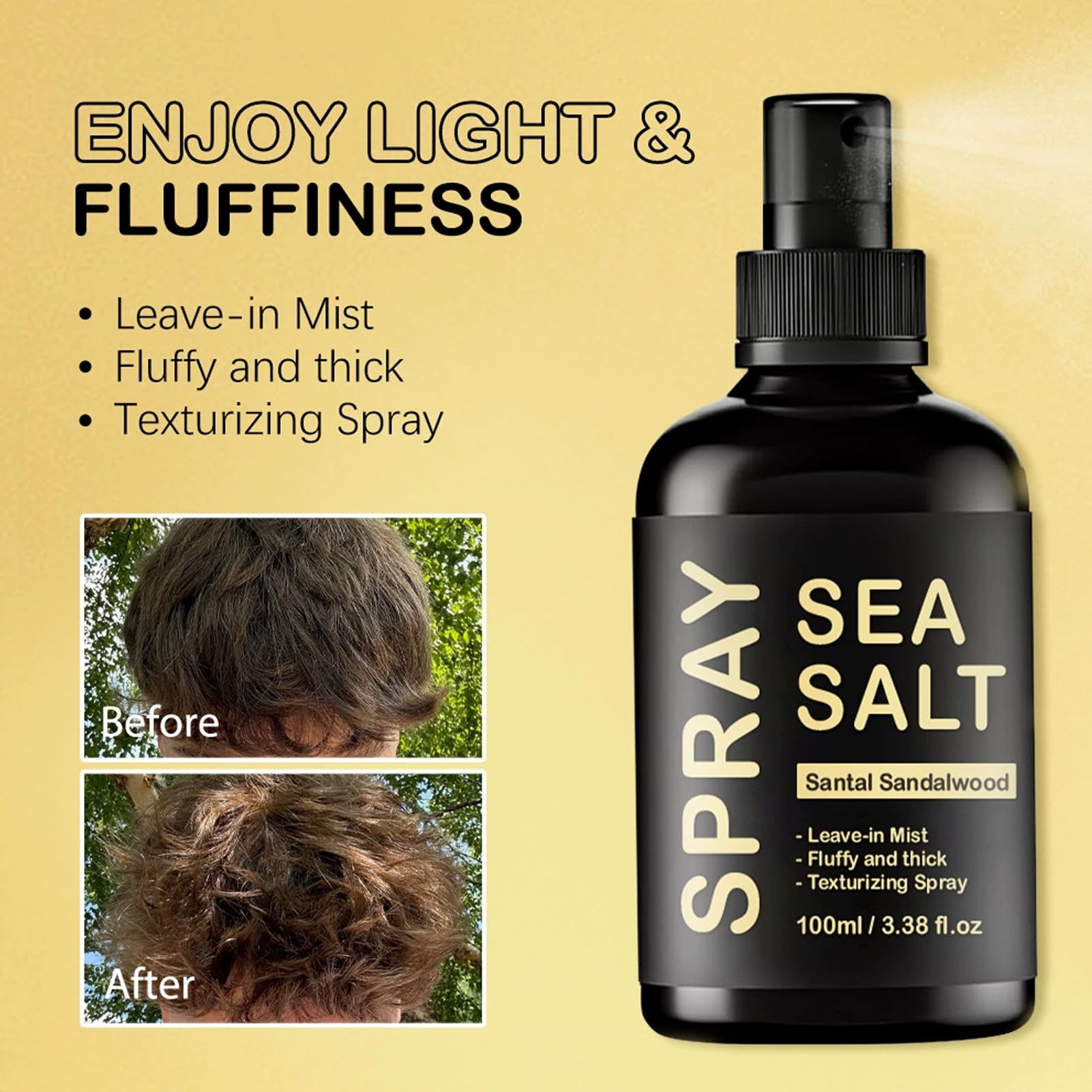Spray au sel de mer pour cheveux pour hommes, spray au sel de mer, finition naturelle Sea S-alt S-pray pour cheveux, volumise et texturise, léger et non gras, spray de surf texturisant pour homme