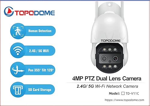 Miniatura 10 de Cámara de seguridad Wi-Fi al aire libre 1080P, RTSP IP vigilancia hogar WiFi, 350120 Pan Tilt Auto Tacking, detección humana, visión nocturna a
