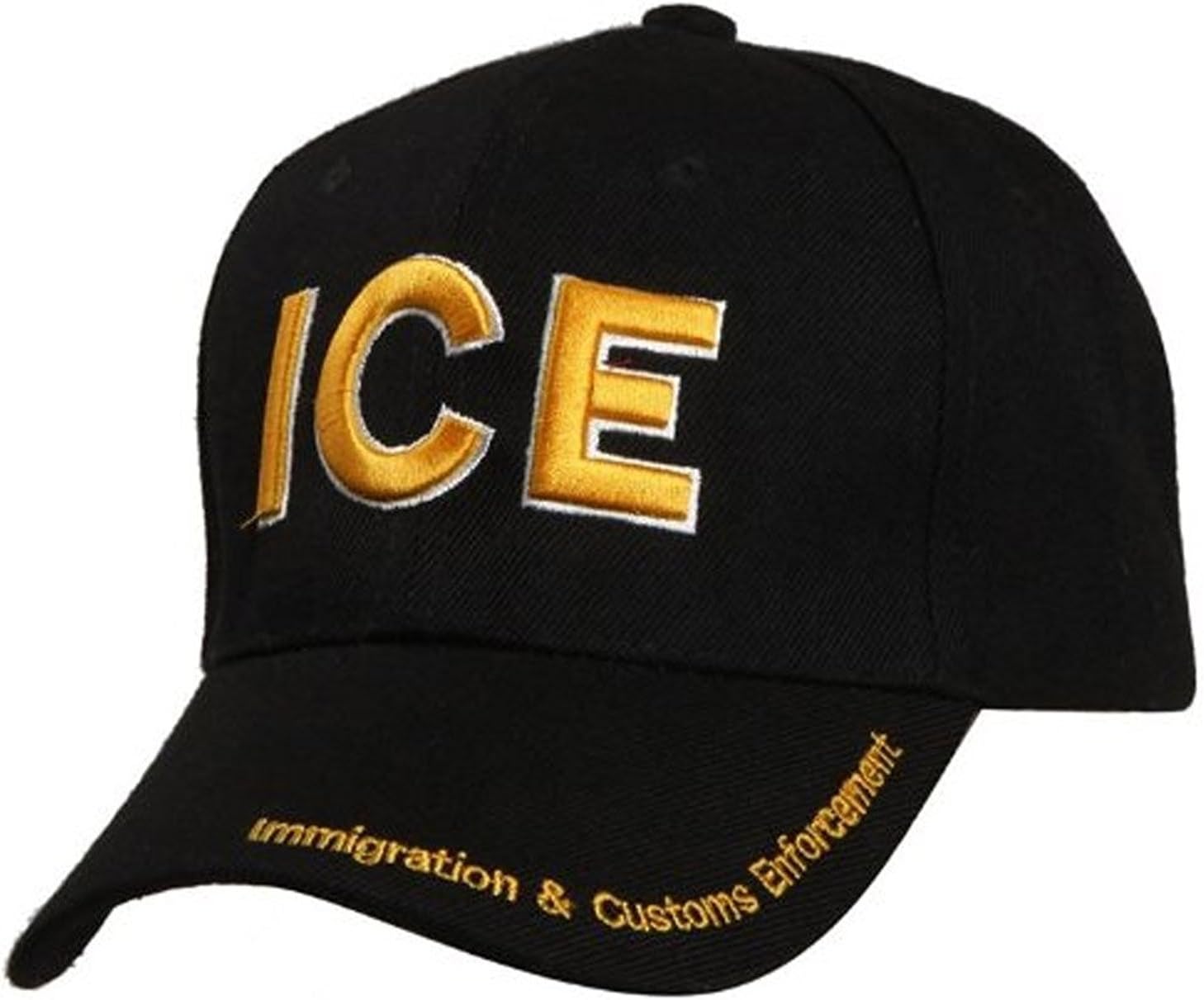 I.C.E Immigration & Customs Enforcement Officer Gear, 3D Embroidered Hat Baseball Cap Hat Black