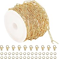 Vista 11 de YOUBEIYEE Cadenas de clip de acero inoxidable dorado de 16.4 pies para hacer joyas, collares, pulseras, tobilleras, cadena de eslabones soldados
