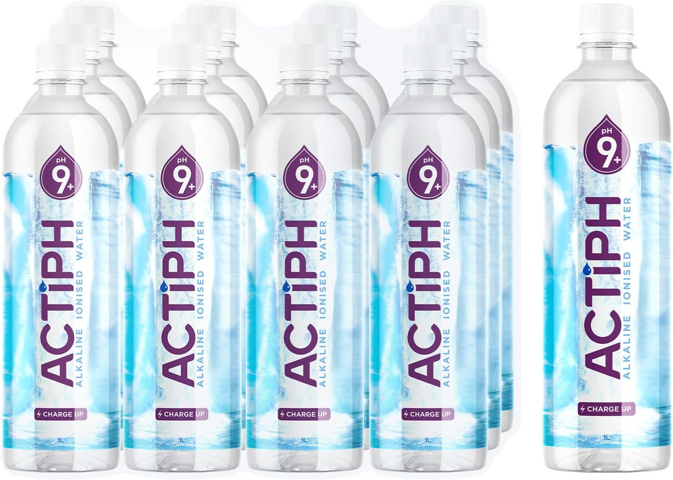 ACTIPH pH9+ Alkaline Ionised Spring Water Bottle 12 Pack 1 Litre