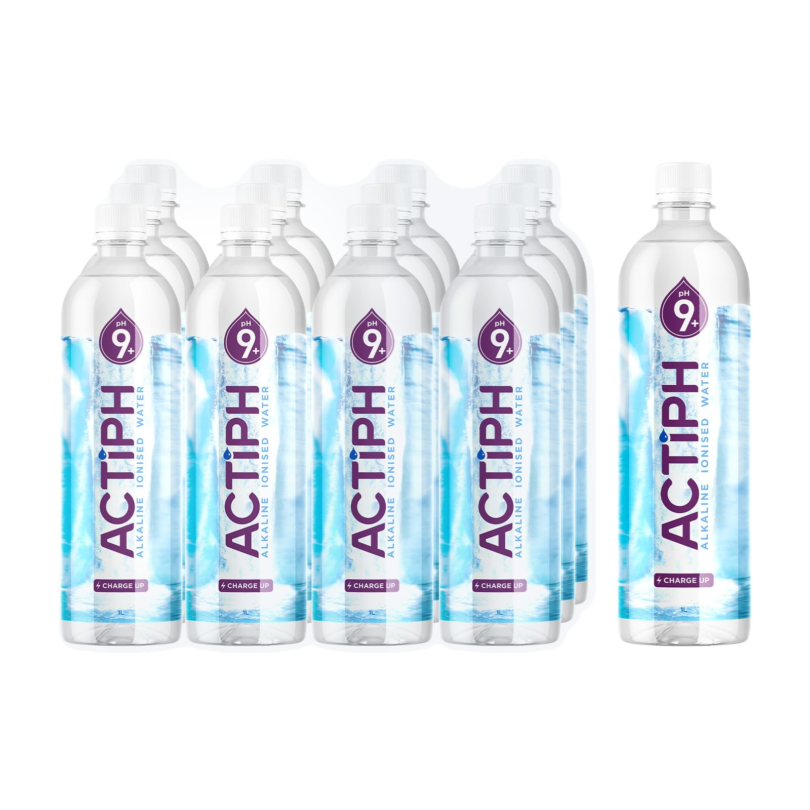 Alkaline Ionised Spring Water pH9+ Purified with Electrolytes Clean and Smooth Taste ACTIPH Water (1L x12)
