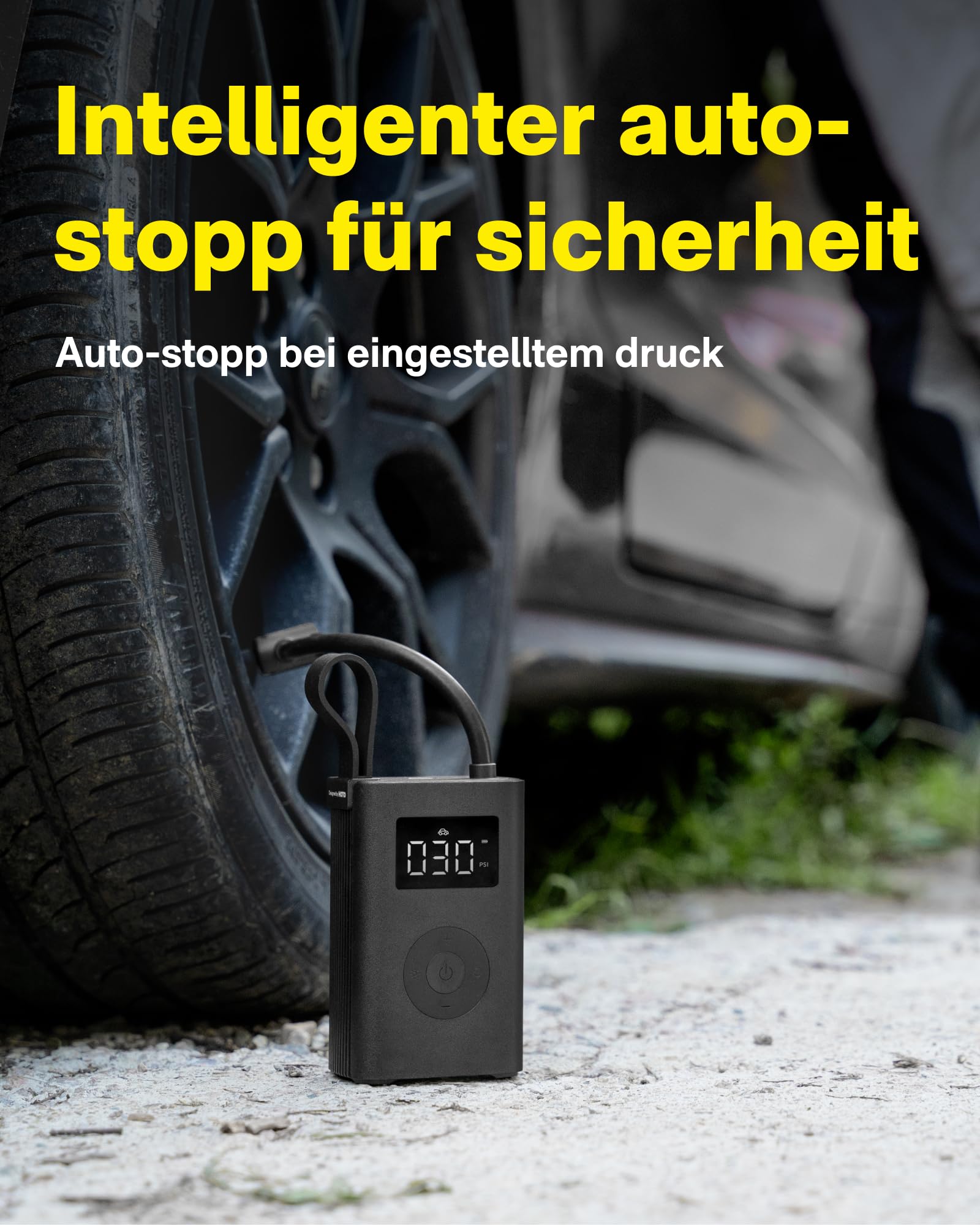 HOTO Elektrische Luftpumpe, Tragbare 150PSI Fahrradpumpe mit LED-Licht, USB-C, LED-Anzeige, Fahrrad-reifenpumpe für Auto, Motorrad, Fahrrad, Bälle