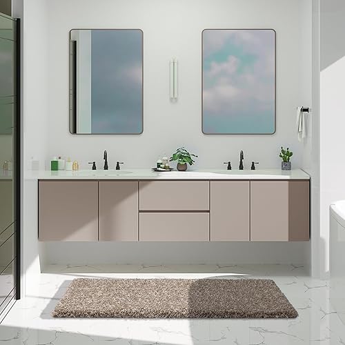 Miniatura 67 de Yimobra Alfombras de baño para baño, 32 x 20 pulgadas, ultra suaves y absorbentes de agua, alfombras de ducha de felpa antideslizantes, tapetes Gris