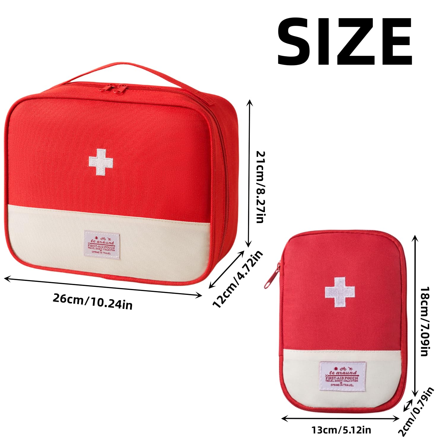 Botiquín de Primeros Auxilios,2 Piezas Kit de Primeros Auxilios,Bolsa para medicamentos Botiquin Viaje para Viajar Camping Casa Senderismo (Rojo)
