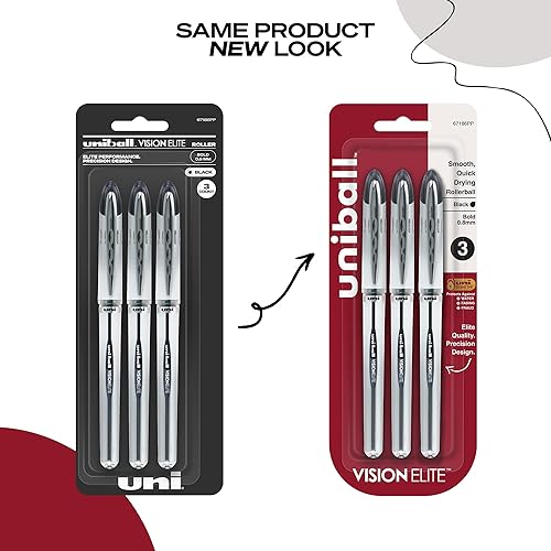 Miniatura 4 de uni-ball Vision Elite - Bolígrafos de punta redonda gruesa 132 de pulgada color negro 3 unidades