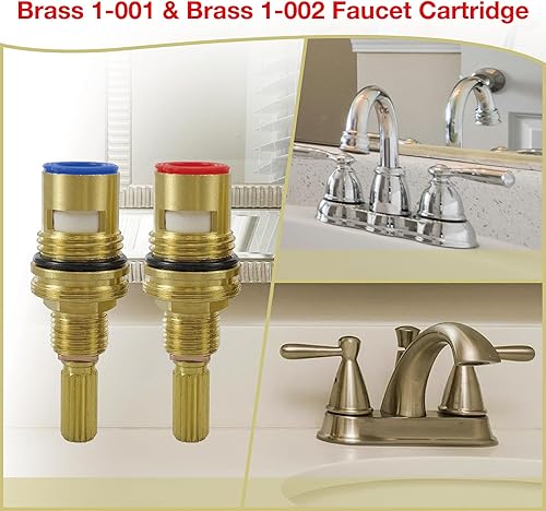 Miniatura 4 de Juego de cartuchos de válvula de cerámica de latón 1-001 y latón 1-002 compatible con cartucho generalizado en frío y cartucho extendido caliente,