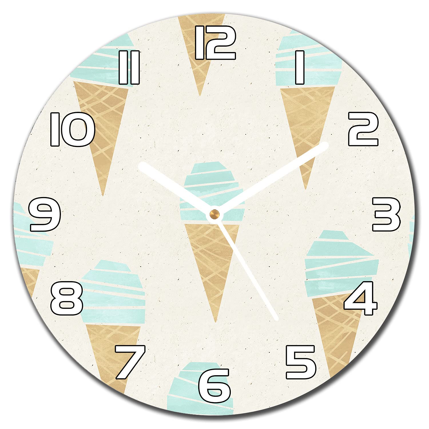 Horloge en verre moderne salon et cuisine 30 cm avec impression aiguilles blanches