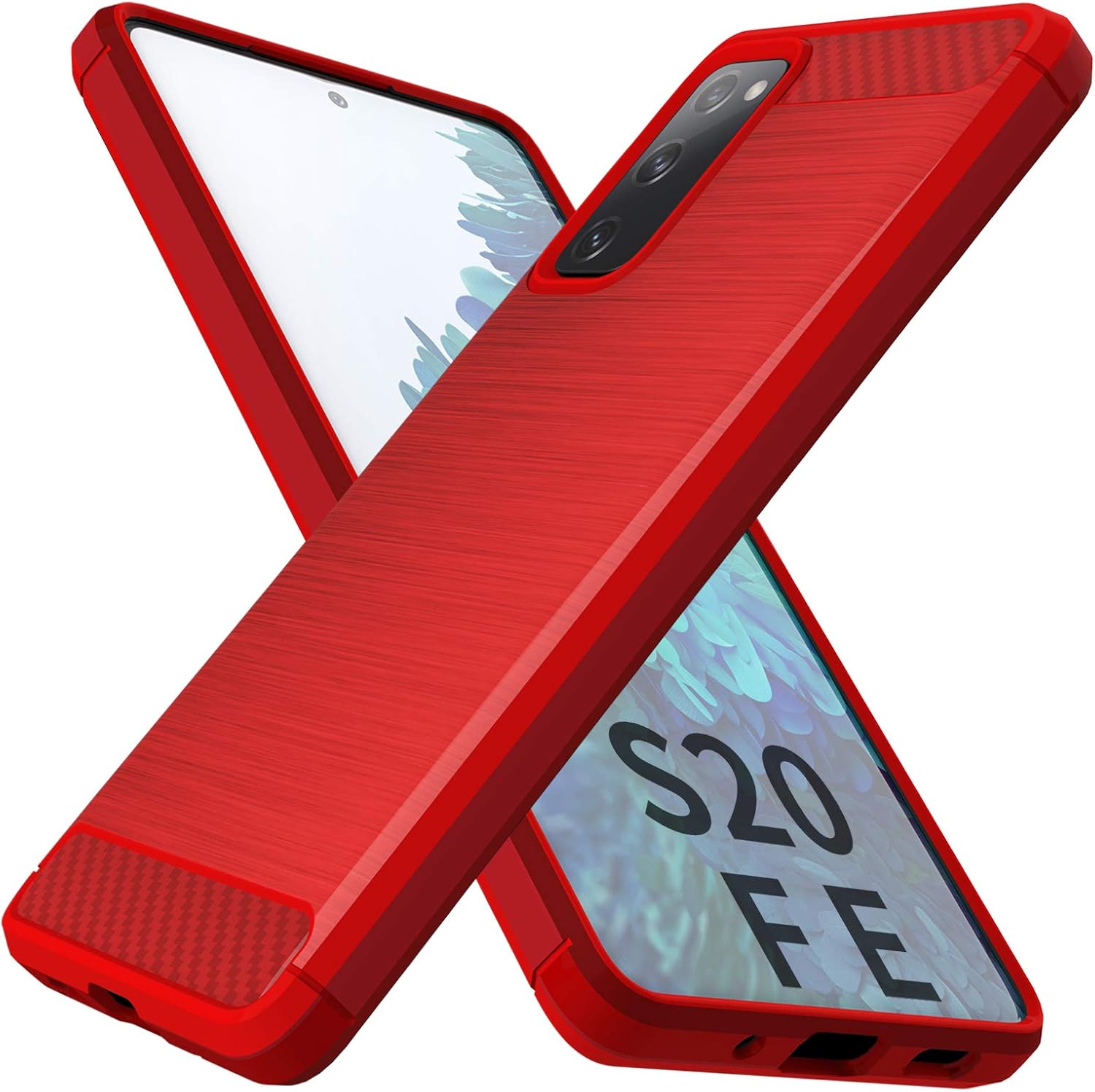 Jusy Case for Galaxy S20 FE 5G, Samsung S20 FE 5G Case Enhanced Grip Durable Light Shockproof Flexible TPU Rubber Protective Cover for Galaxy S20 FE 5G (Red)