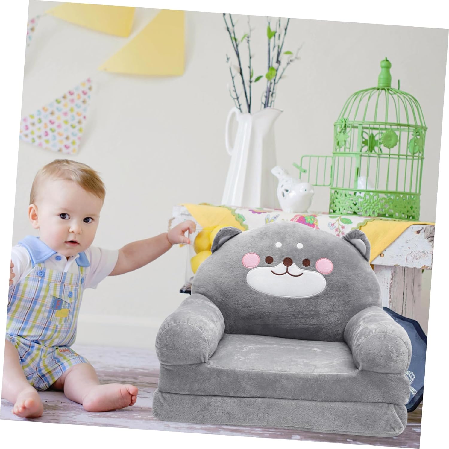 Luxshiny Elephant Shape Seat Plush Sofa Fun Folding Design for Creative Animal Themed Chair for Playtime Variations