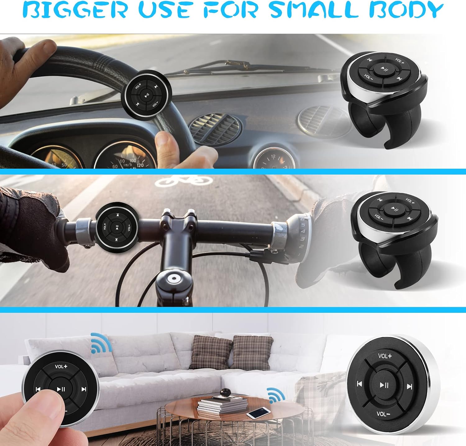 DDSKY Bluetooth Audio Adapter, Car Bluetooth Media Button Audio Steering Wheel Remote Control, Music Audio Adapter Controller Switch for iOS Android Devices