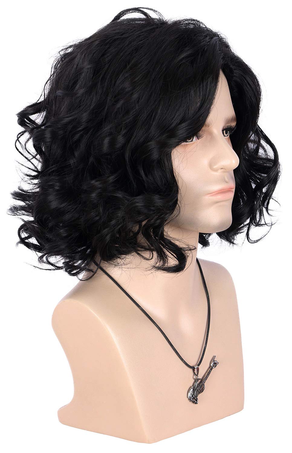 VGbeaty Adult Men Black Short Curly Wig Halloween Cosplay Costume Party Wig - Image 3