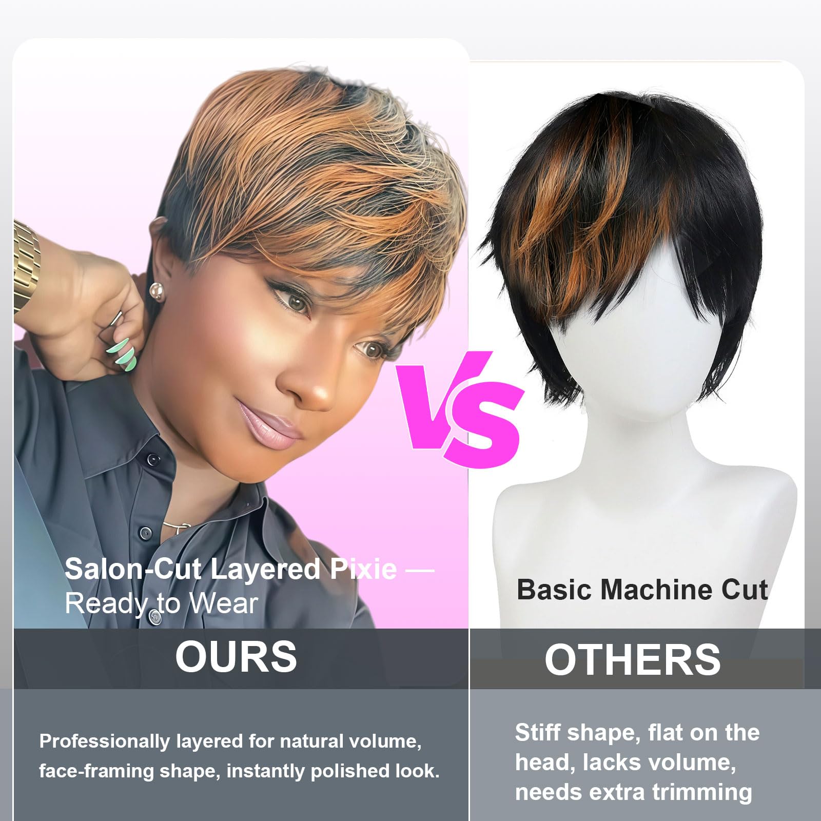 Amazon.com : showreal Pixie Cut Wig Human Hair for Women 