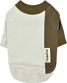Puppia Eco Two-Tone T-Shirt Eco-Friendly Made from Recycled Polyester Fabric for Small and Medium Dogs, Beige, Large