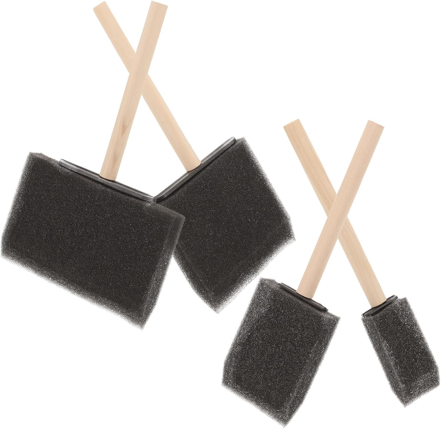 4pcs 4-inch Wooden Handle Foam Sponge Brushes for ’ Painting Crafts, Soft Art Sponges Set for Creative Drawing and DIY Projects