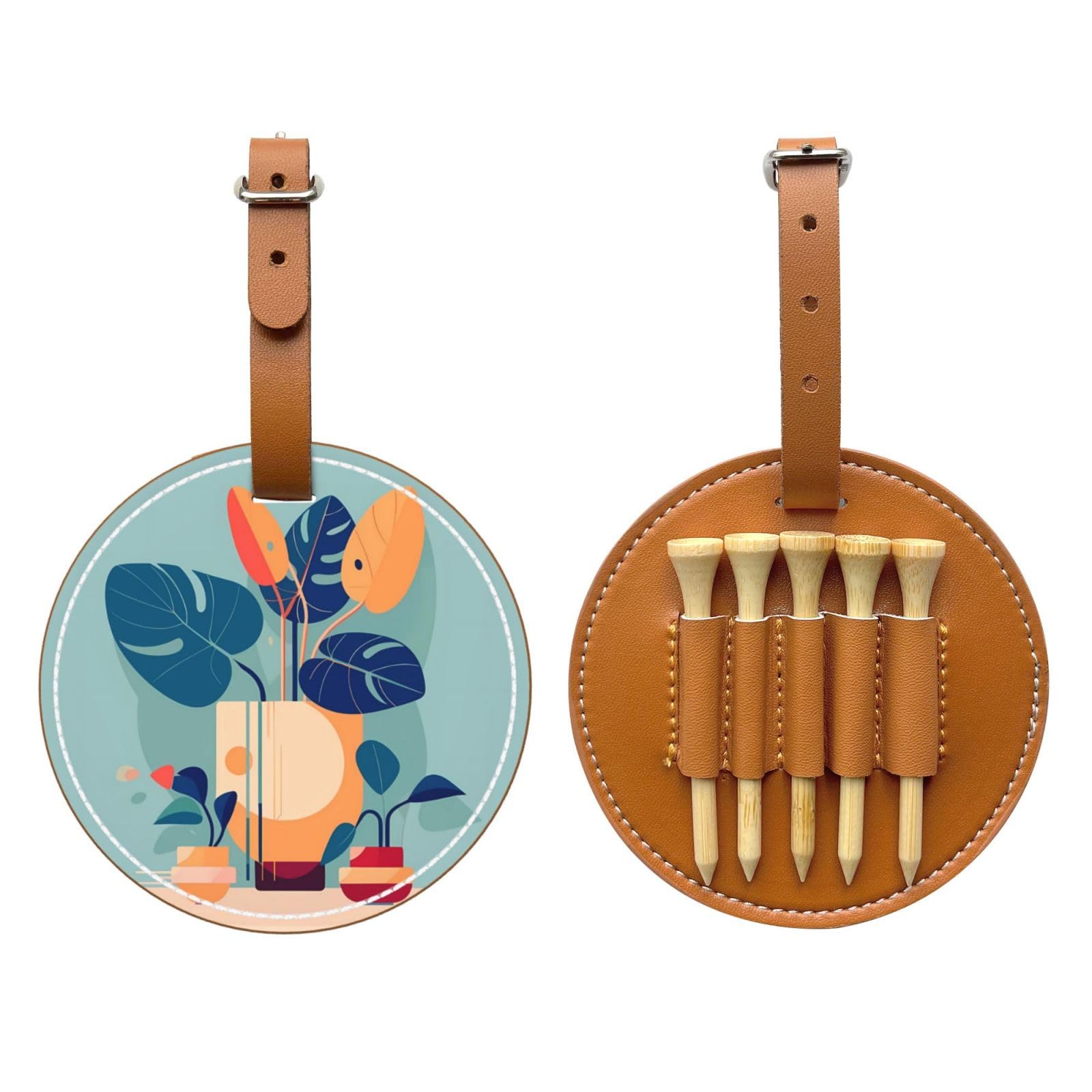 WXXWXD Blue Orange Turtleback Bamboo Printed Golf Tee Storage Bag - Portable Storage, Easily Organize Tees