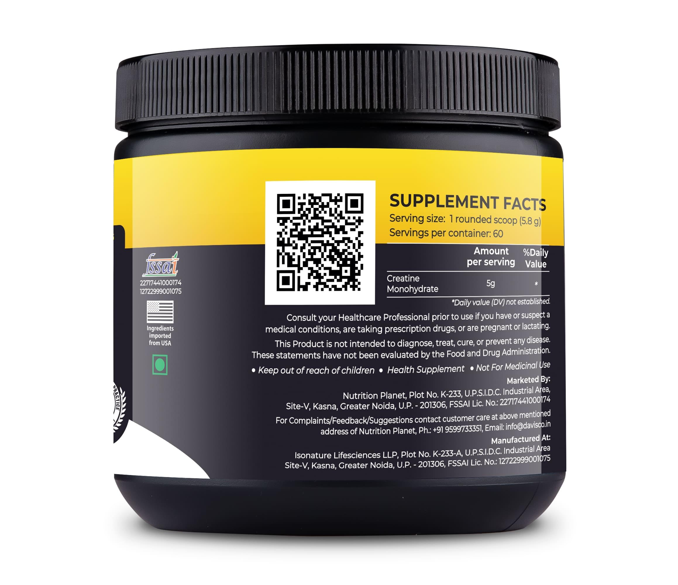 Nutrition Planet Micronized Creatine Monohydrate Powder (Mango, 348 Gram / 0.76 Lb, 60 Servings)