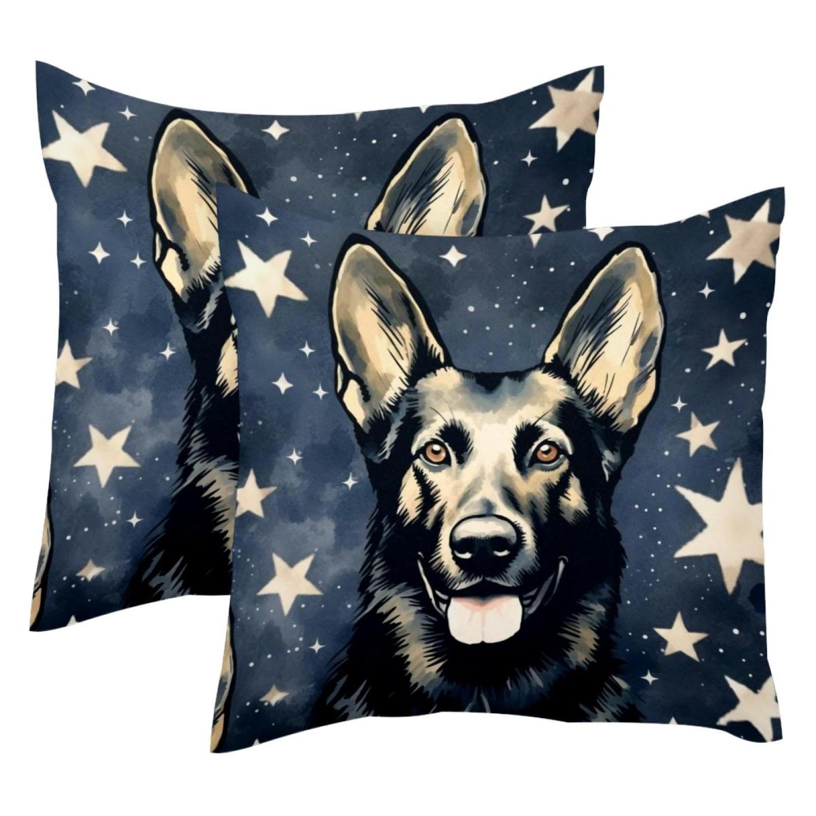 Housse de coussin velours 50 x 50 lot de 2 lavable motif chien