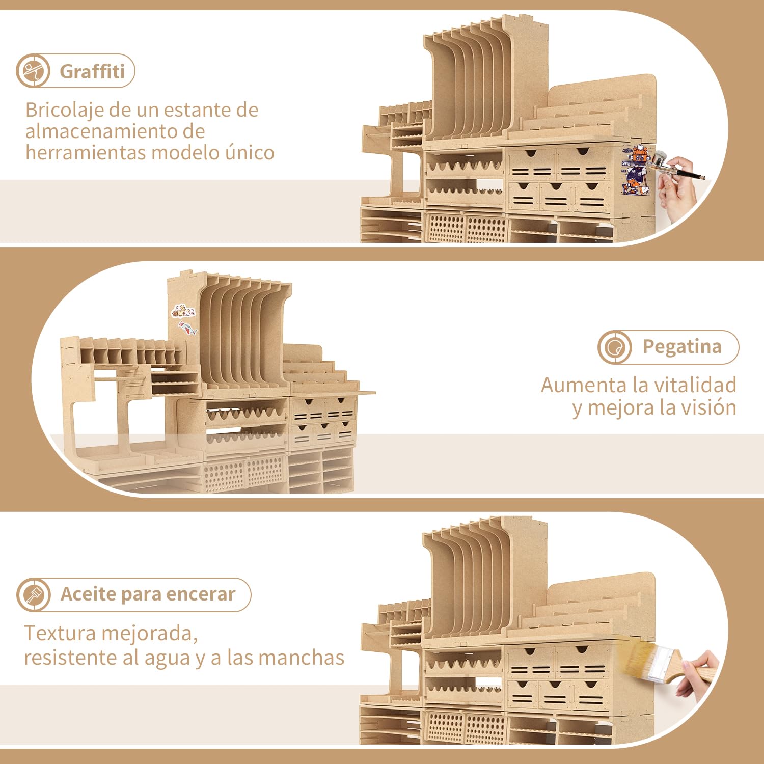 Estante de madera para organizar herramientas de modelismo,para almacenar materiales de artesanía, apto para herramientas de modelismo Tamiya Gundam, GK10